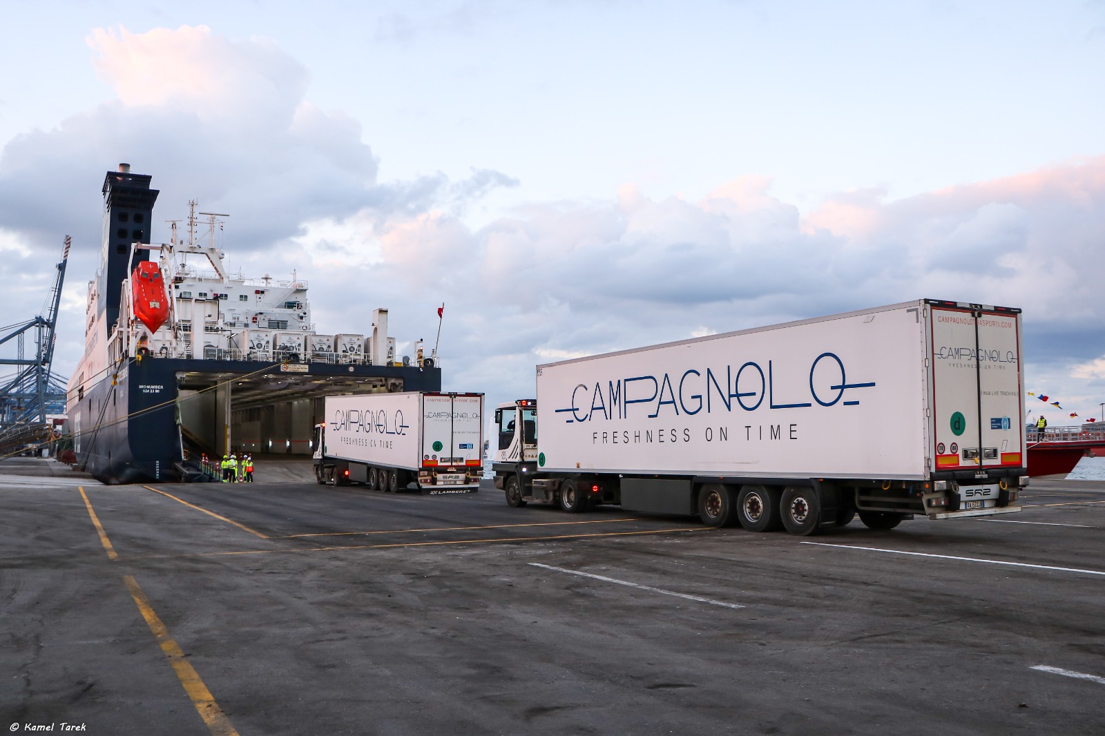 النقل :  اهمية  كبيرة للخط الملاحي " الرورو "  في نقل الحاصلات الزراعية