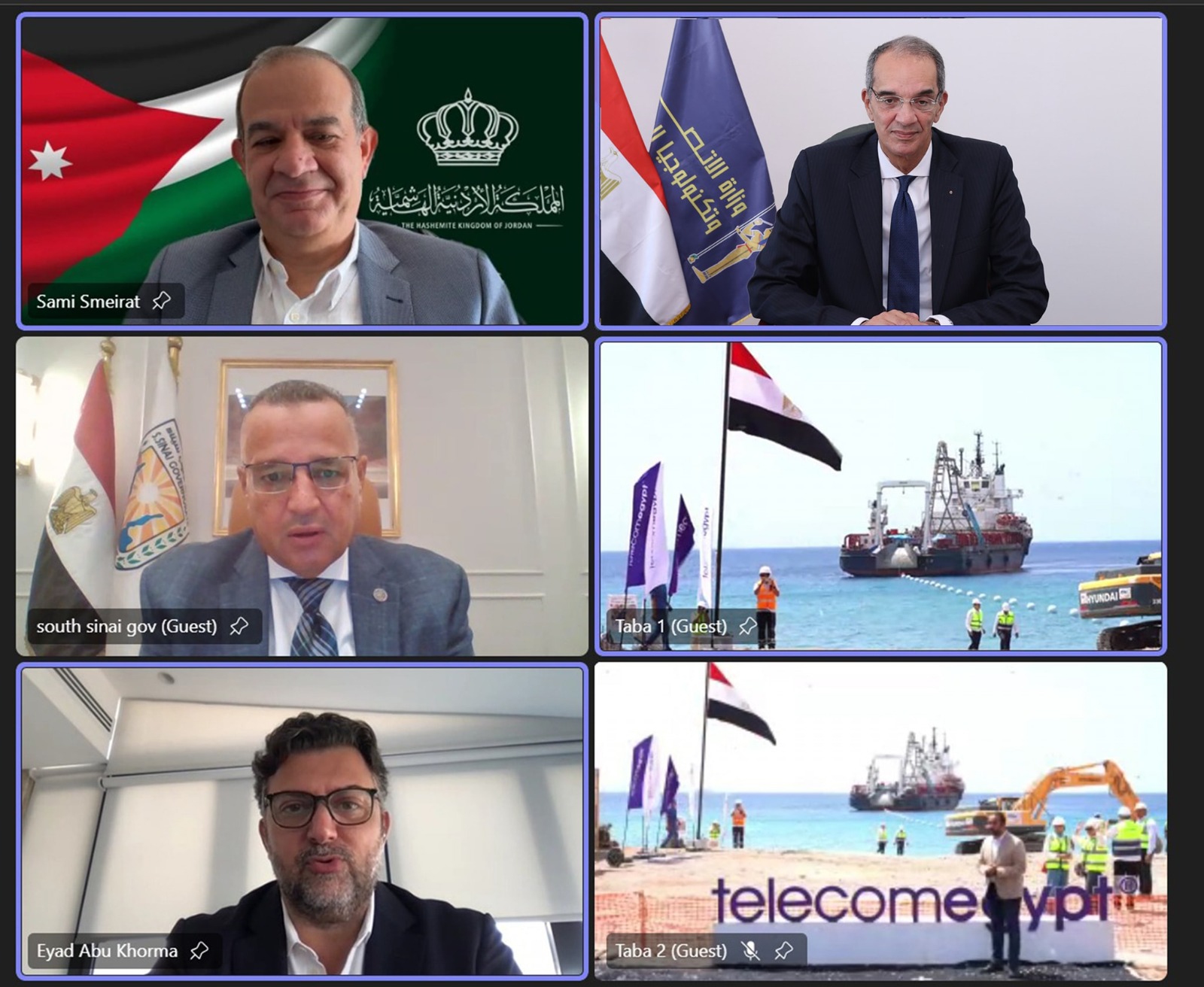 إنزال الكابل البحري عالي السعة كورال بريدج في طابا للربط بين مصر والأردن