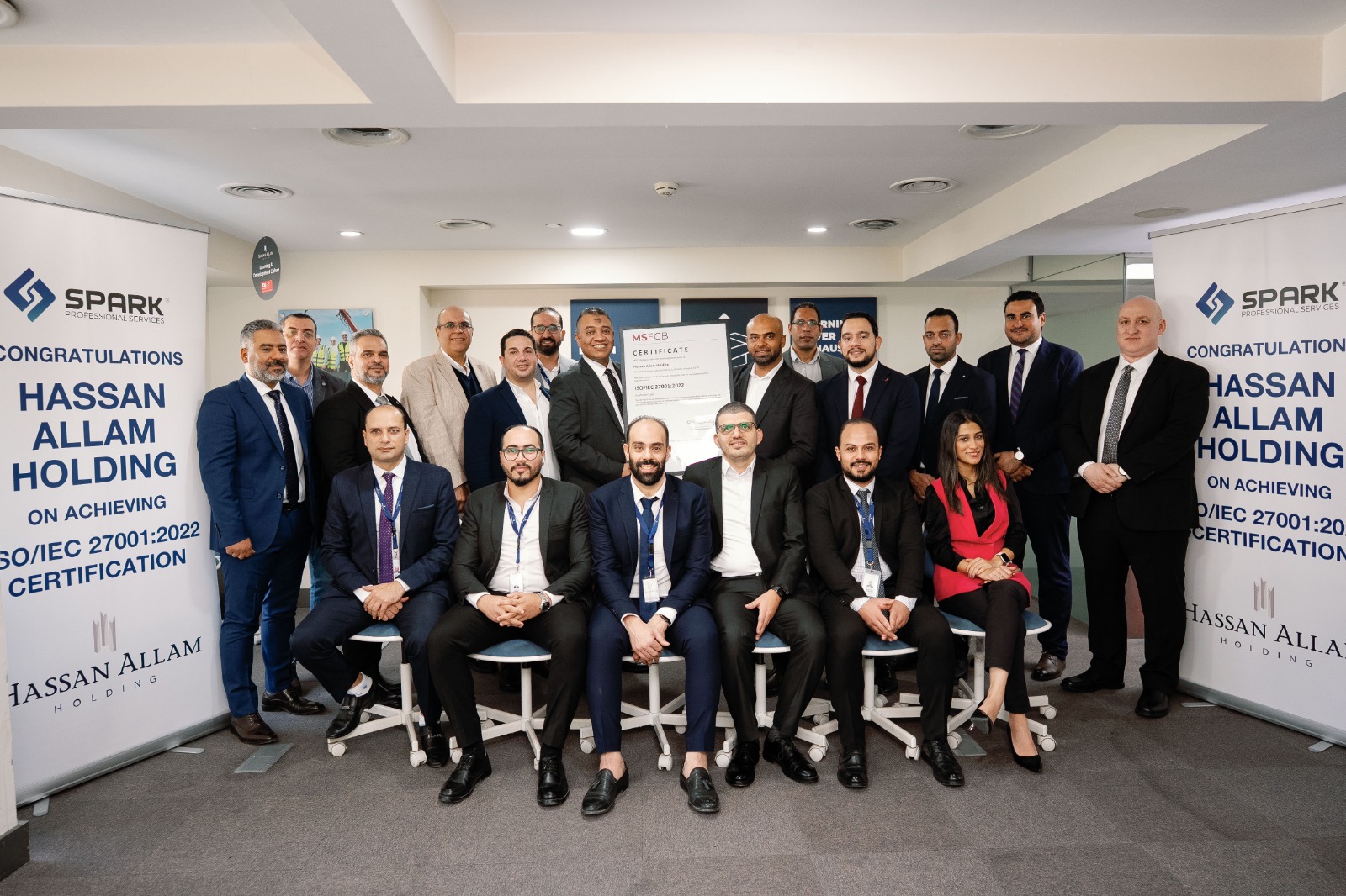 شركة Spark Professional Services تحتفل بحصول حسن علام القابضة على شهادة ISO 27001 لأمن المعلومات