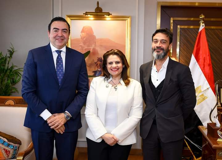 أشرف دوس ومروان يونس مع وزيرة الهجرة